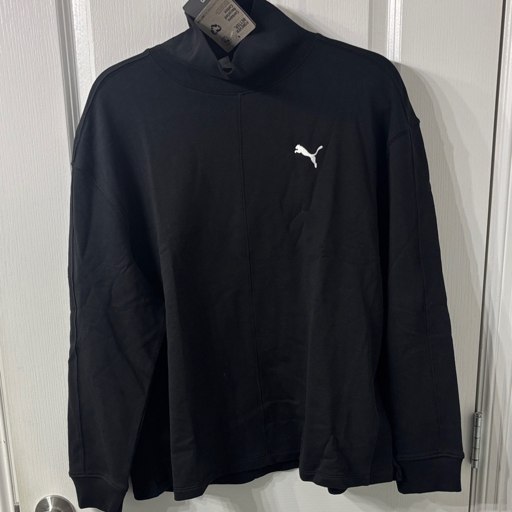 Puma womens Turtleneck sweatshirt large black relaxed fit